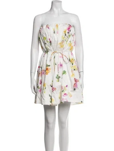 Pre-owned Aje Floral Print Mini Dress In White