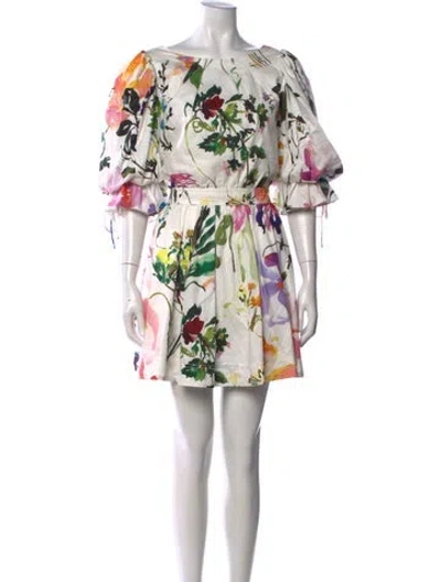Pre-owned Aje Floral Print Mini Dress In White