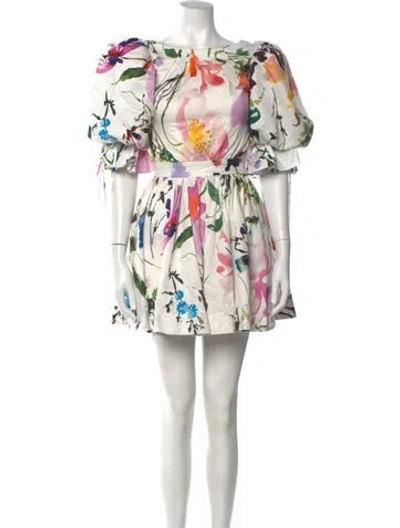 Pre-owned Aje Floral Print Mini Dress In White