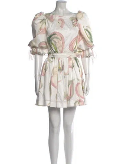 Pre-owned Aje Floral Print Mini Dress In White