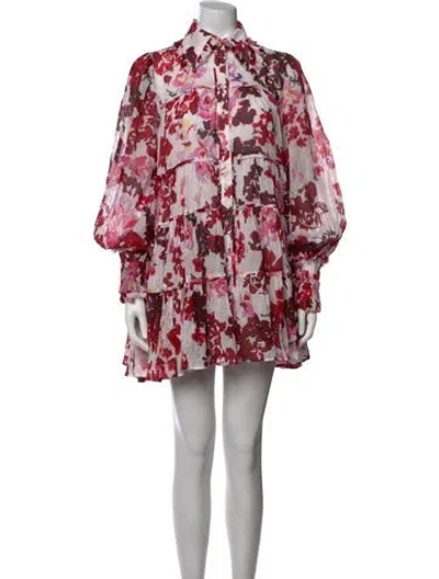 Pre-owned Aje Floral Print Mini Dress In White