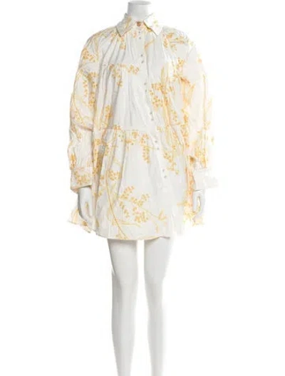 Pre-owned Aje Floral Print Mini Dress In Yellow