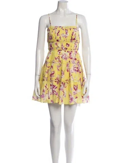 Pre-owned Aje Floral Print Mini Dress In Yellow
