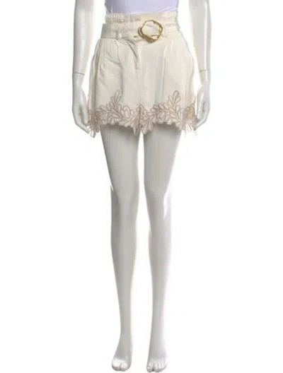 Pre-owned Aje Floral Print Mini Shorts In White