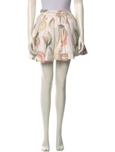 Pre-owned Aje Floral Print Mini Skirt In Neutral