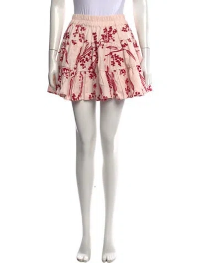 Pre-owned Aje Floral Print Mini Skirt In White