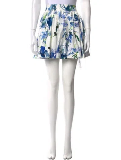 Pre-owned Aje Floral Print Mini Skirt In White