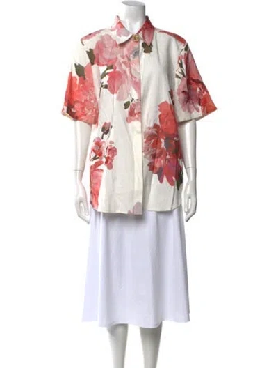 Pre-owned Aje Floral Print Short Sleeve Top In Multicolor