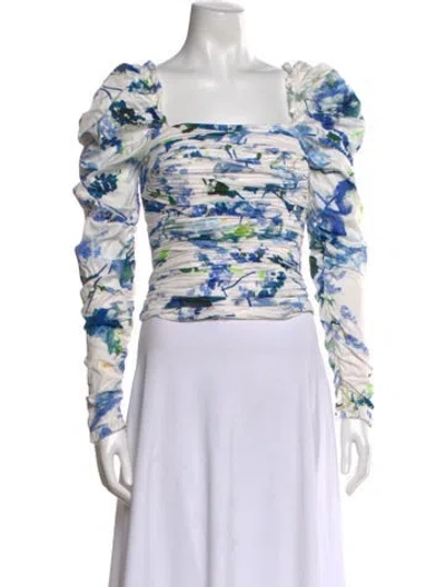 Pre-owned Aje Floral Print Square Neckline Top In Multi