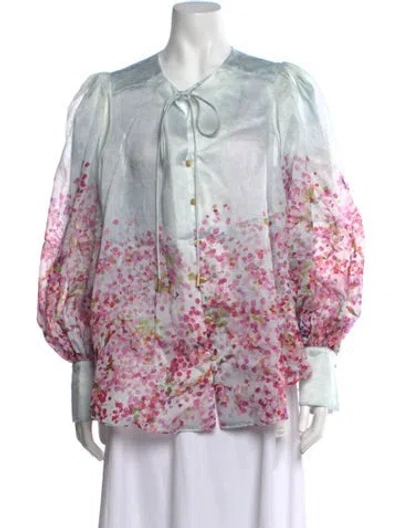 Pre-owned Aje Floral Print Tie Neck Blouse W/ Tags In Multicolor
