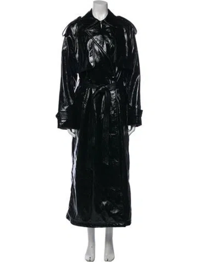 Pre-owned Aje Floral Print Trench Coat In Black