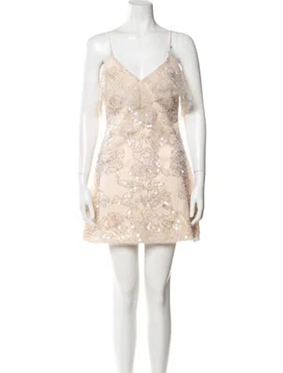 Pre-owned Aje Floral Print V-neck Top In Neutral