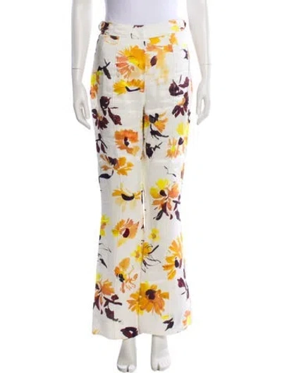 Pre-owned Aje Floral Print Wide Leg Pants In Multi
