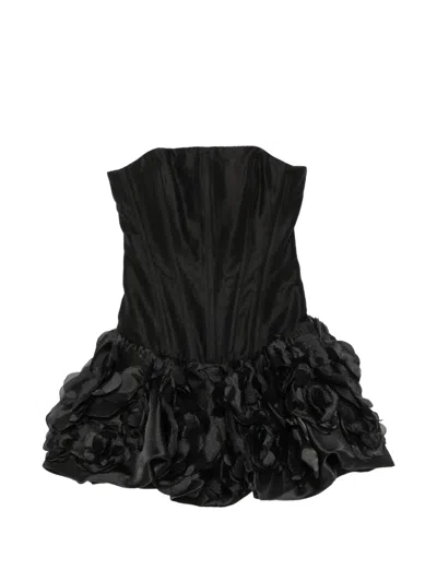Aje Floral-appliqué Strapless Mini Dress In Black