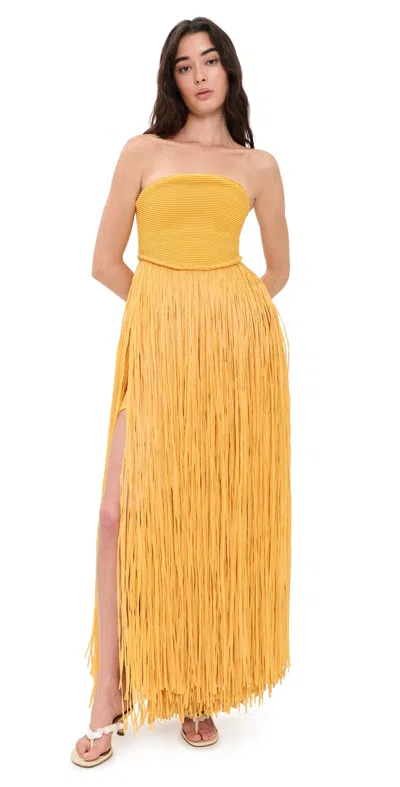 Aje Florentia Raffia Maxi Dress Mustard