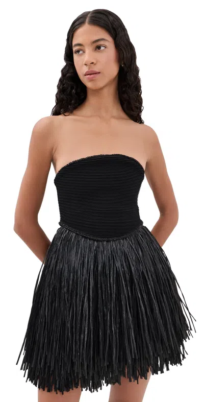 Aje Florentia Raffia Mini Dress Black