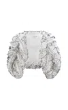 Aje Flourisha Ruffled Cape In White