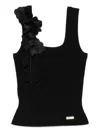 Aje Flower-appliqué Ribbed Tank Top In Black