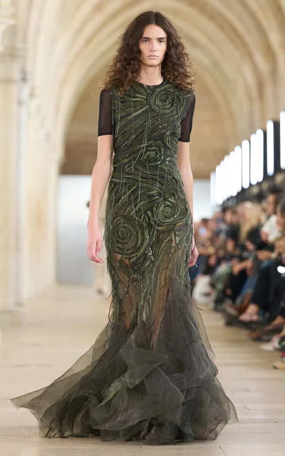 Aje Freya Embellished Maxi Dress In Green