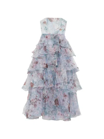 Aje Gabriella Tiered Floral-print Gown Maxi Dress In Gray