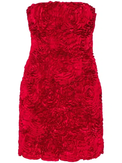 Aje Gazer Strapless Rosette Mini Dress In Red