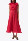 Aje Genesis Draped Midi Dress In Red