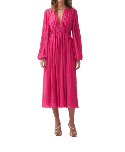 Aje Genevieve Pleated Midi Dress In Azalea Pink