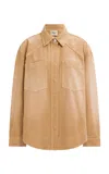 Aje Georgini Cotton Denim Shirt In Brown