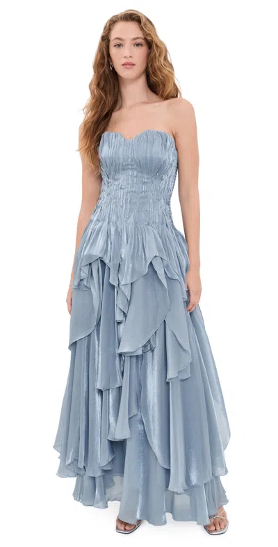 Aje Gleam Gown Metallic Blue
