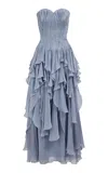 Aje Gleam Ruched Gown - In Blue