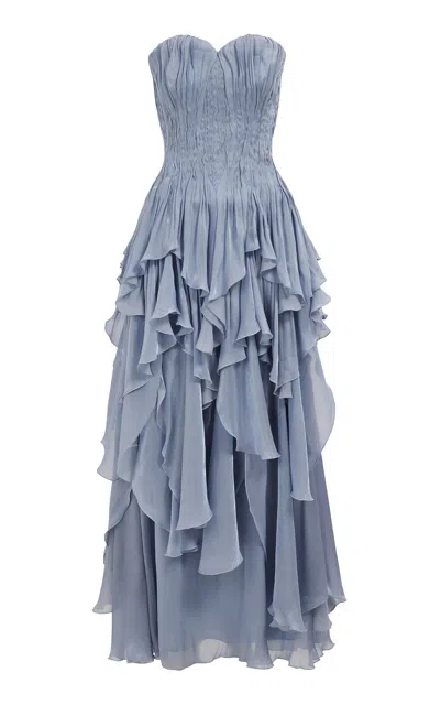 Aje Gleam Ruched Gown - In Blue