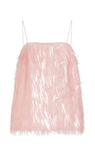 Aje Glimmer Embellished Linen-blend Top In Pink