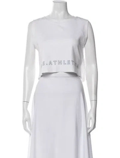 Pre-owned Aje Graphic Print Crew Neck Crop Top In White