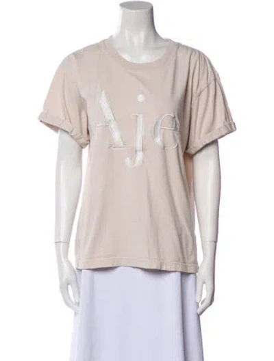 Pre-owned Aje Graphic Print Crew Neck T-shirt In Neutral