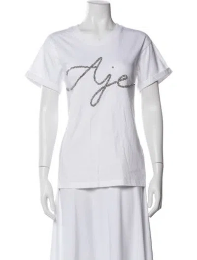 Pre-owned Aje Graphic Print Crew Neck T-shirt In White
