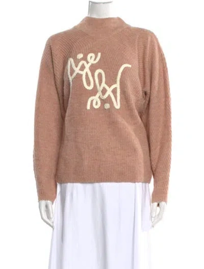 Pre-owned Aje Graphic Print Turtleneck Sweater In Pink