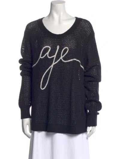 Pre-owned Aje Graphic Print V-neck Sweater In Blue