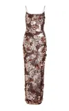 Aje Halo Sequined Midi Dress In Brown