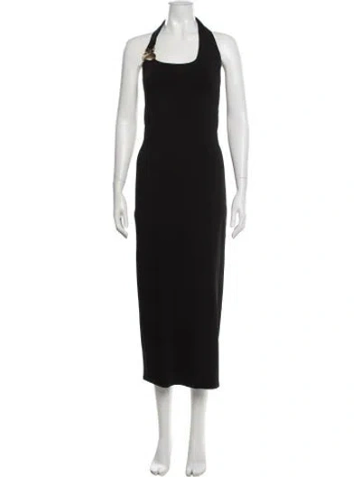Pre-owned Aje Halterneck Long Dress In Black