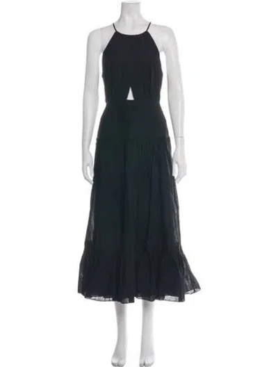 Pre-owned Aje Halterneck Long Dress In Black