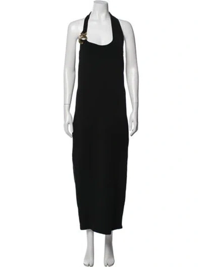 Pre-owned Aje Halterneck Long Dress In Black