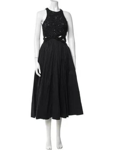 Pre-owned Aje Halterneck Midi Length Dress In Black