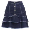 Aje Hamme Silver Buttons Ayed Edge Tie Denim Skirt In Blue