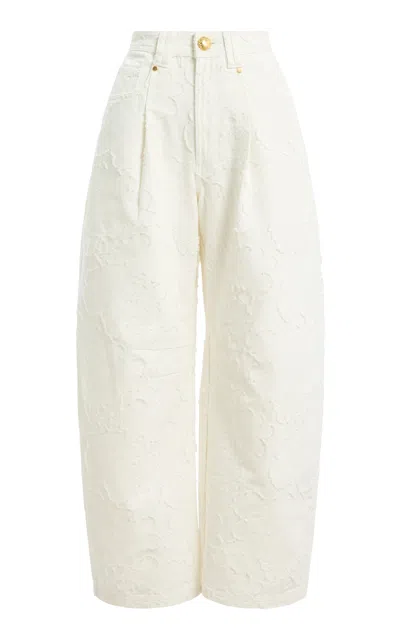Aje Harlo Cotton Denim Barrel Jeans In White