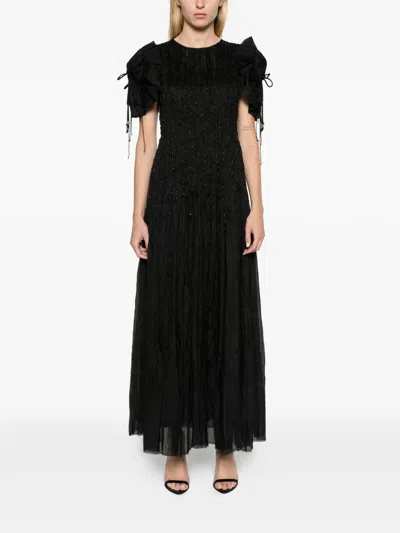 Aje Hazel Embellished Pleated Maxi Dress In Black