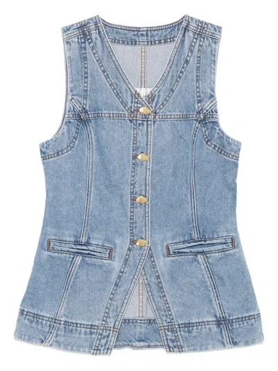 Aje Holland Button-up Denim Vest In Blue