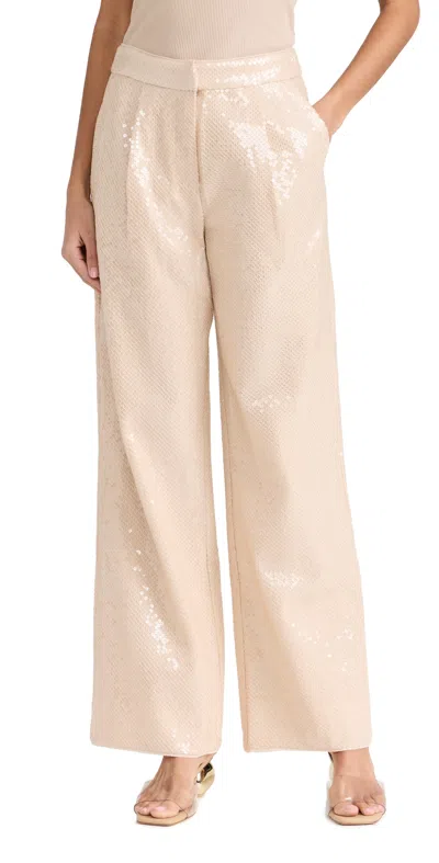 Aje Incandescent Sequin Pants Sand Brown 16 In Neutrals