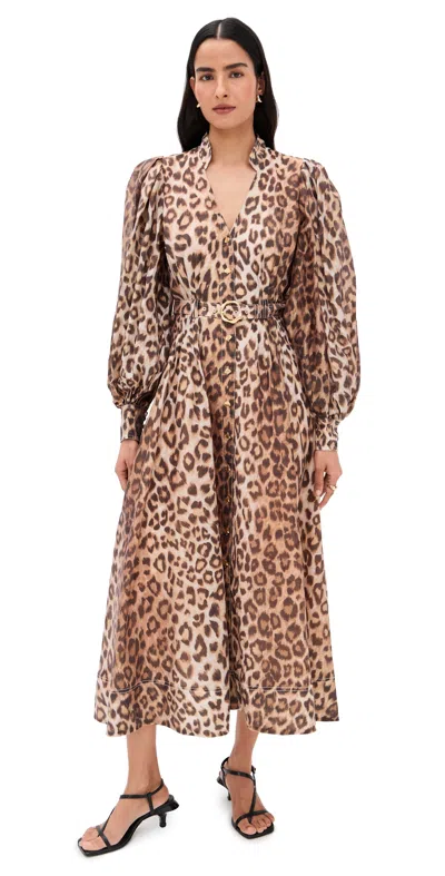 Aje Isabella Shirtdress Leopard In Brown