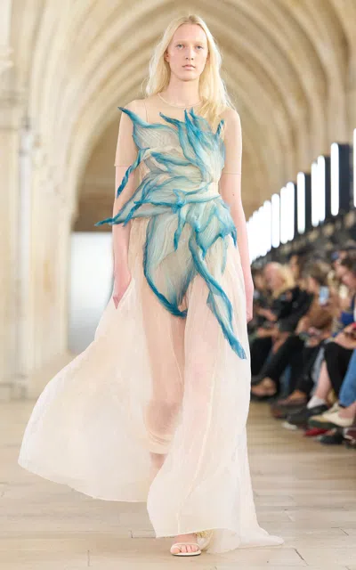 Aje Isobel Petal Gown In Blue