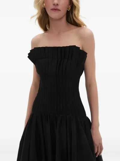 Aje Ivy Ruffled Strapless Midi Dress In Black